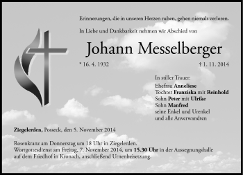 Traueranzeige von Johann Messelberger von Neue Presse Coburg