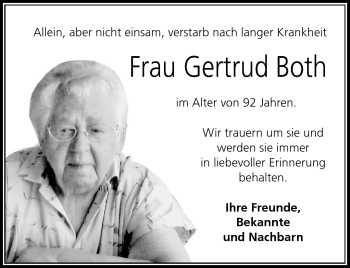 Traueranzeige von Gertrud Both von Südthüringer Presse