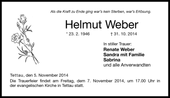 Traueranzeige von Helmut Weber von Neue Presse Coburg