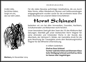 Traueranzeige von Horst Schinzel von Südthüringer Presse