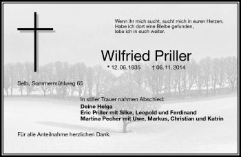 Traueranzeige von Wilfried Priller von Frankenpost