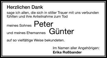 Traueranzeige von PeterGünter RoßbanderRoßbander von Frankenpost