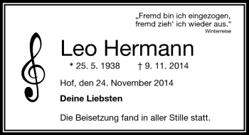Traueranzeige von Leo Hermann von Frankenpost