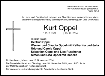 Traueranzeige von Kurt Oppel von Neue Presse Coburg