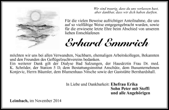 Traueranzeige von Erhard Emmrich von Südthüringer Presse
