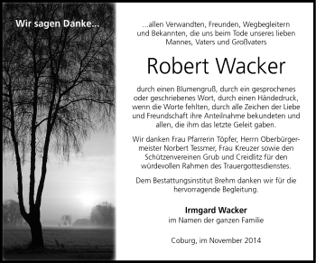 Traueranzeige von Robert Wacker von Neue Presse Coburg