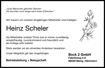 Traueranzeige von Heinz Scheler von Südthüringer Presse
