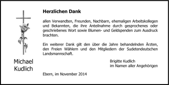 Traueranzeige von Michael Kudlich von Neue Presse Coburg