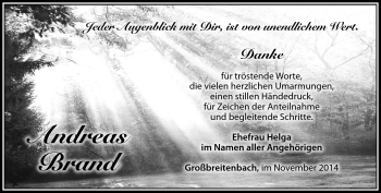 Traueranzeige von Andreas Brand von Südthüringer Presse