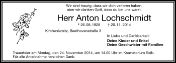 Traueranzeige von Anton Lochschmidt von Frankenpost