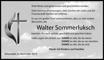 Traueranzeige von Walter Sommerluksch von Neue Presse Coburg