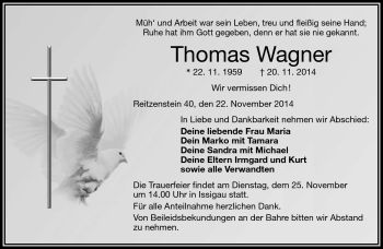 Traueranzeige von Thomas Wagner von Frankenpost