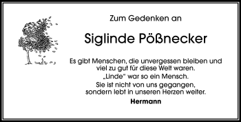 Traueranzeige von Siglinde Pößnecker von Frankenpost