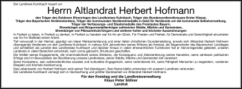 Traueranzeige von Hofmann Herbert von Frankenpost