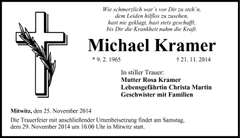 Traueranzeige von Michael Kramer von Neue Presse Coburg