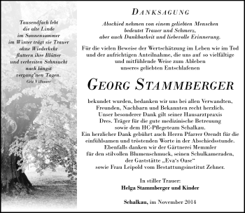 Traueranzeige von Georg Stammberger von Südthüringer Presse