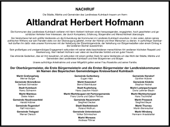 Traueranzeige von Herbert Hofmann von Frankenpost