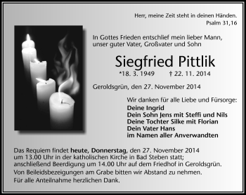 Traueranzeige von Siegfried Oittlik von Frankenpost