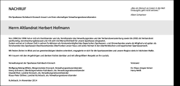 Traueranzeige von Herbert Hofmann von Neue Presse Coburg