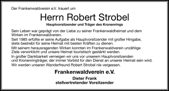 Traueranzeige von Robert Strobel von Frankenpost