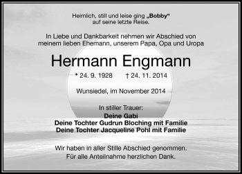 Traueranzeige von Hermann Engmann von Frankenpost