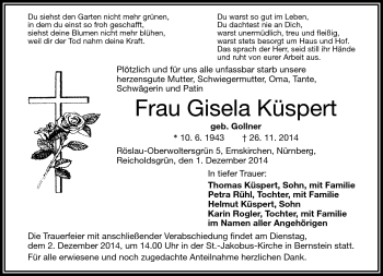 Traueranzeige von Gisela Küspert von Frankenpost