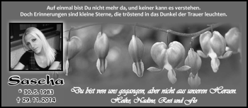 Traueranzeige von Sascha Rösch von Neue Presse Coburg