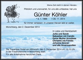 Traueranzeige von Günter Köhler von Frankenpost