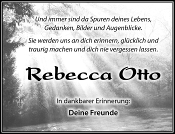 Traueranzeige von Rebecca Otto von Südthüringer Presse