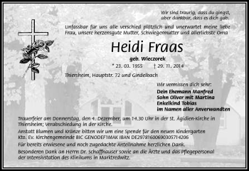 Traueranzeige von Heidi Fraas von Frankenpost