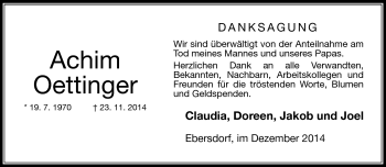 Traueranzeige von Achim Oettinger von Neue Presse Coburg
