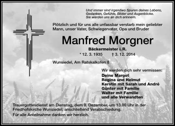 Traueranzeige von Manfred Morgner von Frankenpost