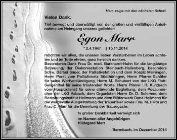 Traueranzeige von Egon Marr von Südthüringer Presse