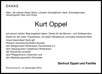 Traueranzeige von Kurt Oppel von Neue Presse Coburg