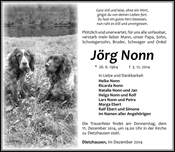 Traueranzeige von Jörg Nonn von Südthüringer Presse