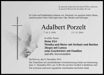 Traueranzeige von Adalbert Porzelt von Neue Presse Coburg