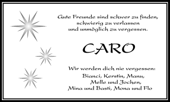 Traueranzeige von Carolin Jäger von Frankenpost