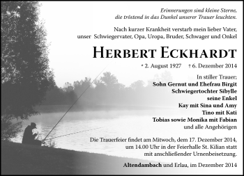 Traueranzeige von Herbert Eckhardt von Südthüringer Presse