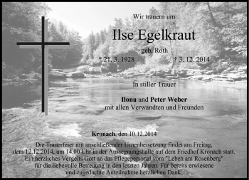 Traueranzeige von Ilse Egelkraut von Neue Presse Coburg