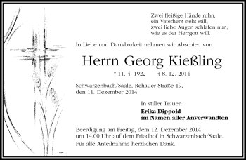 Traueranzeige von Georg Kießling von Frankenpost