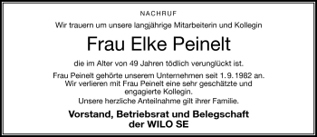 Traueranzeige von Elke Peinelt von Frankenpost