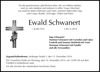 Traueranzeige von Ewald Schwanert von Neue Presse Coburg