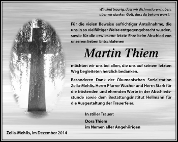 Traueranzeige von Martin Thiem von Südthüringer Presse