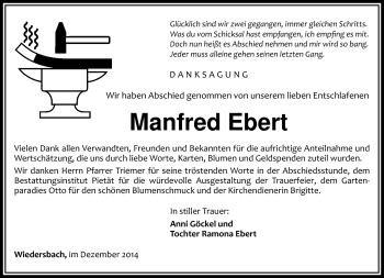 Traueranzeige von Manfred Ebert von Südthüringer Presse