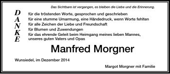 Traueranzeige von Manfred Morgner von Frankenpost