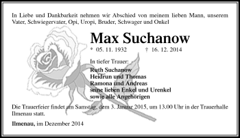Traueranzeige von Max Suchanow von Südthüringer Presse