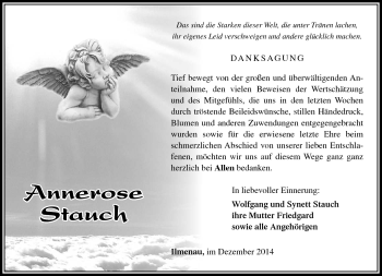 Traueranzeige von Annerose Stauche von Südthüringer Presse