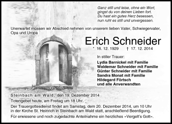 Traueranzeige von Erich Schneider von Neue Presse Coburg