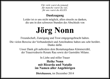 Traueranzeige von Jörg Nonn von Südthüringer Presse