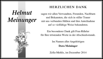 Traueranzeige von Helmut Meinunger von Südthüringer Presse